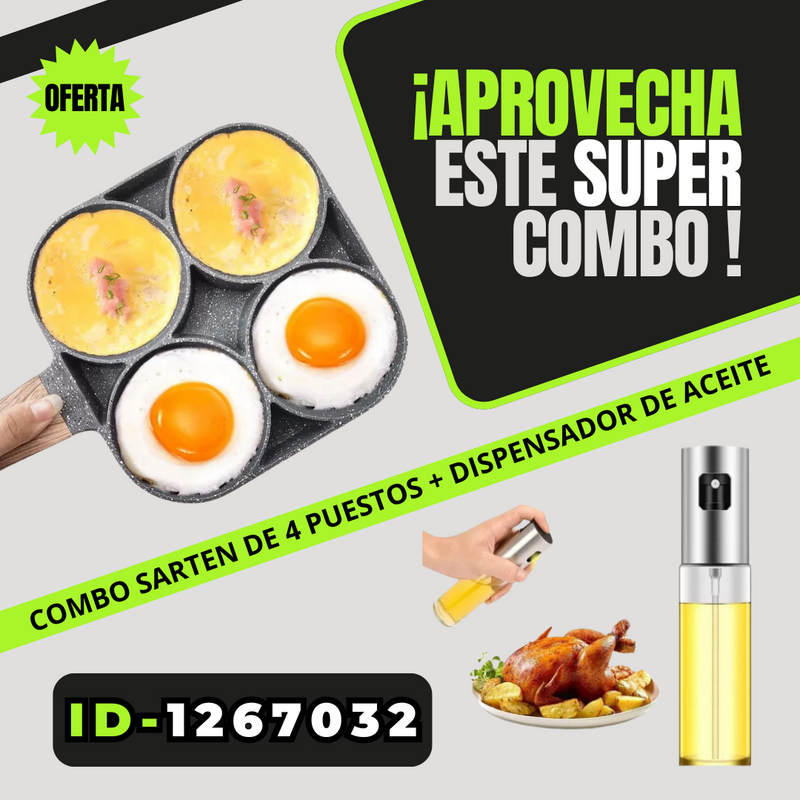 Combo Sarten 4puesto + Spray para Aceite GRATIS.
